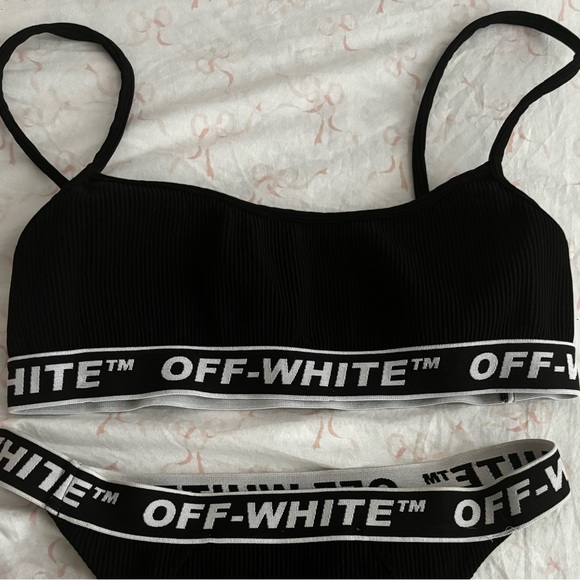 Off-White Black Ribbed Logo Bikini Set - Picture 4 of 5
